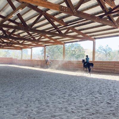 Covered lesson arena.