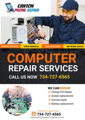 We repair all Computers/Laptops! Screen Repair, Battery Replacement, Virus Removal, Update operating System, FREE DIAGNOSTIC