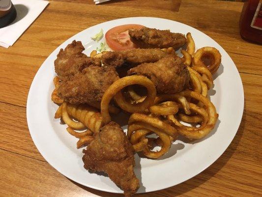 Chicken Wings with Curly Fries