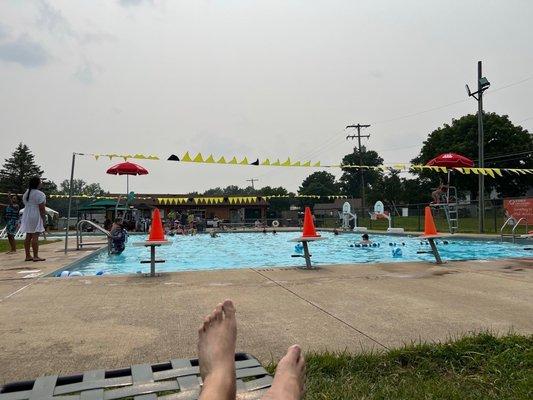 6 foot deep end and two lifeguards on duty.