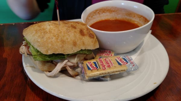 Half sandwich and soup.