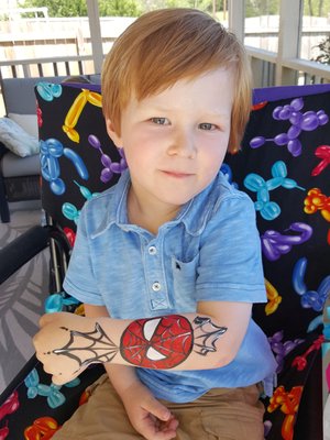 This little guy was super happy with his Spider-Man arm design!!