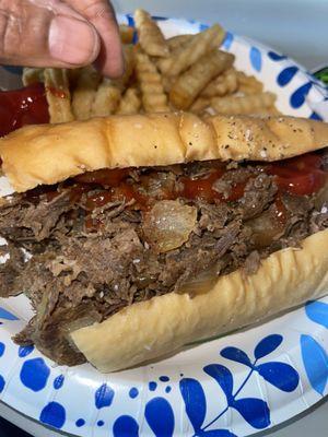 Plain steak fried onions