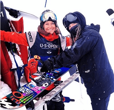 Owner Ryan McDermott servicing Olympic Gold Medalist Jamie Anderson!