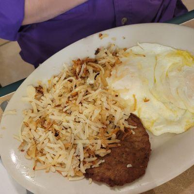 Steak, eggs, hash