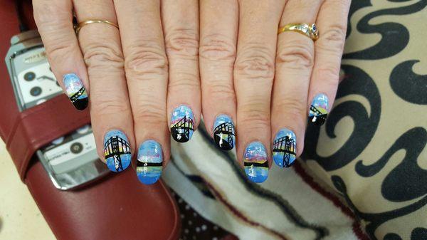 Nails done by Vicky. So pretty and professional. San Francisco design.