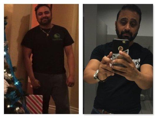 Fatloss client. Lost nearly 30lbs in about 2 years. Developed better eating and exercise habits.