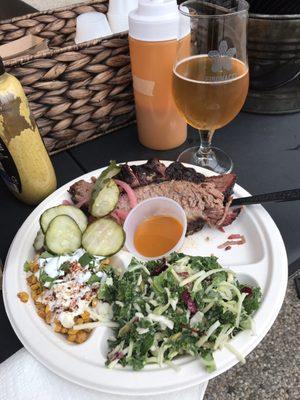 1 Meat 2 Side plate - Brisket, street corn, coleslaw. @FibonacciBrewing