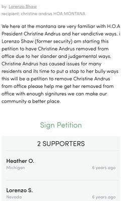 A petition from a former employee SIX years ago.