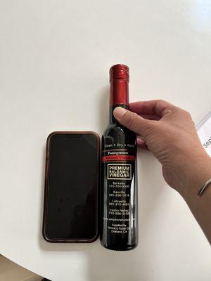 200 ML bottle of pomegranate balsamic vinegar