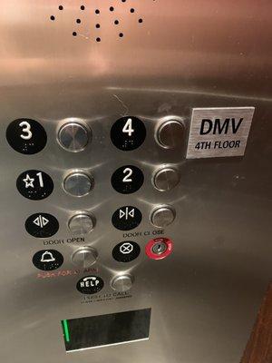 Elevator. Push 4th floor.