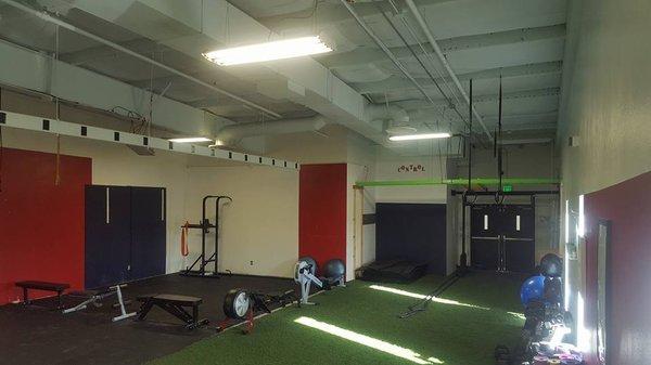 Check out part of our studio! Perfect for bootcamp, circuit training, and TABATA!