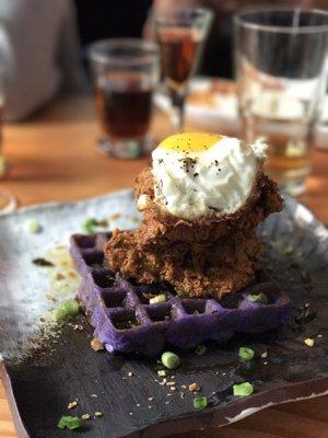 Ube waffle fried chicken