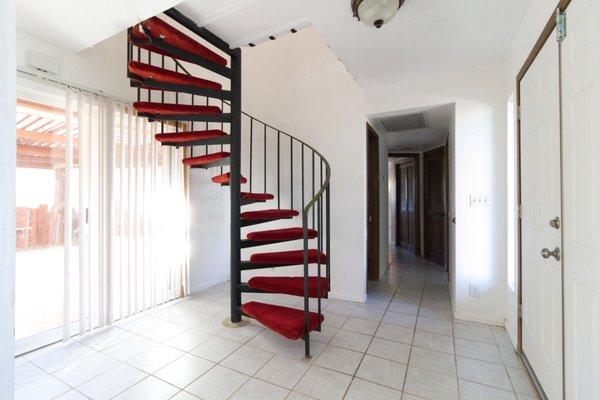 Cool classic spiral case leading to a loft up in my dome home listing on Sunnyhill in Joshua Tree CA