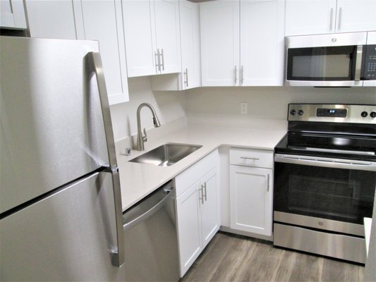 Newly Renovated White Cabinets, Stainless Appliances, Quartz Countertops