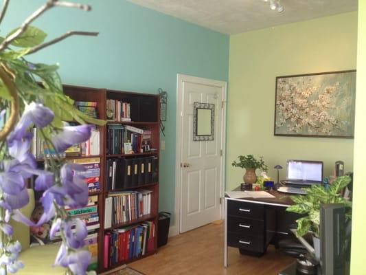 Entrance to therapist's office with resource library