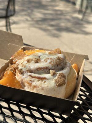 Peach cobbler cinnamon roll