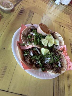 Tacos asada with their salsa