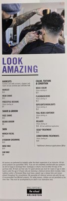 Barbering Service Menu