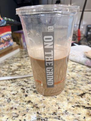 This photo is the joke of a large iced coffee without the ice that I ordered today. I'm speechless!