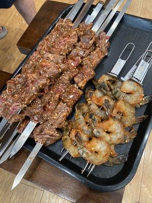 Korean bbq and spicy tiger shrimp