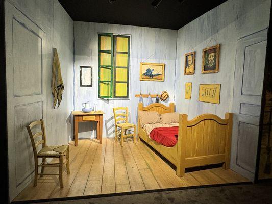 Life size recreation of Van Gogh's bedroom painting.