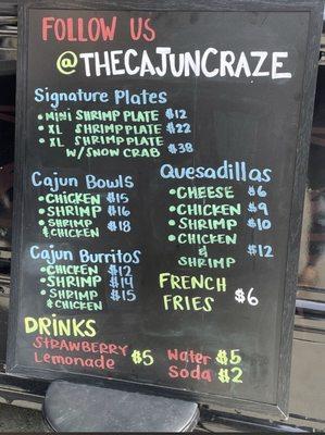 Menu and pricing