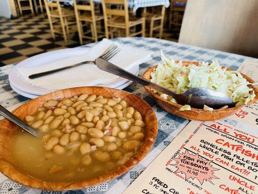 Beans and cole slaw