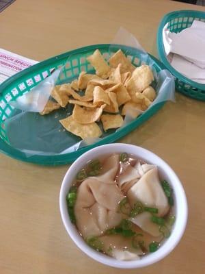 Lunch special wonton noodle soup.