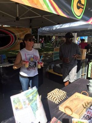 Jody and Tim, the business owners, helping people at the Fresh Market in Hyde Park (1st Sunday of every month)