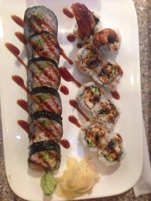 Eel and spider rolls