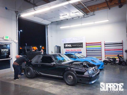 Infamous "Night Train" Foxbody LS Twin Turbo in for a Full Body Wrap.