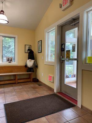 Entrance and exit door and waiting room