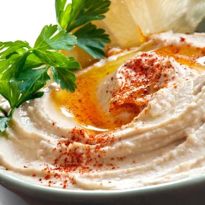 Our freshly made organic Hummus.  Rich in fiber, protein, and healthy fats.