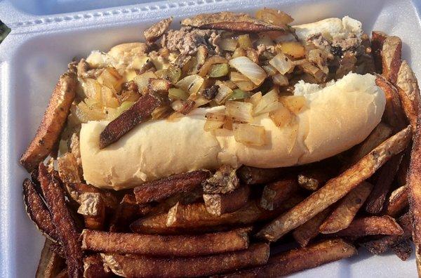 Philly cheese steak and fries