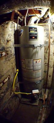 Water heater installed in a California basement