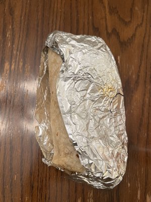 How our first burrito was wrapped and placed in the bag