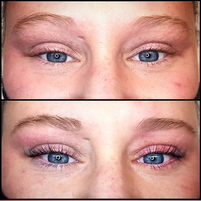 Lash lift with tint, brow wax and henna