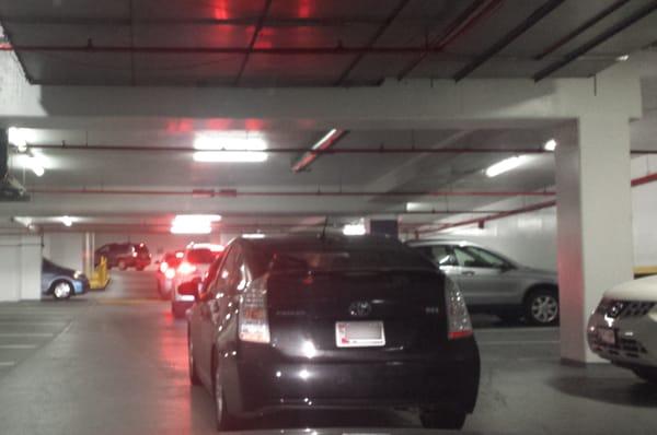 Typical event exit backup at Franklin Court parking garage