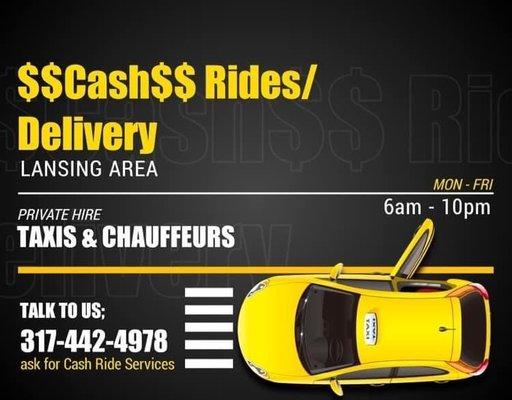 Lansing Michigan Cash Rides business card