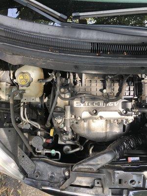 Engine Bay Detail: Before (passenger bay)