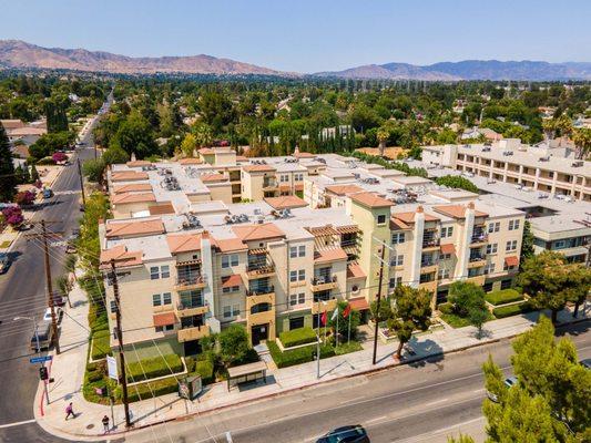 Areal shot of the Villagio in Northridge, CA