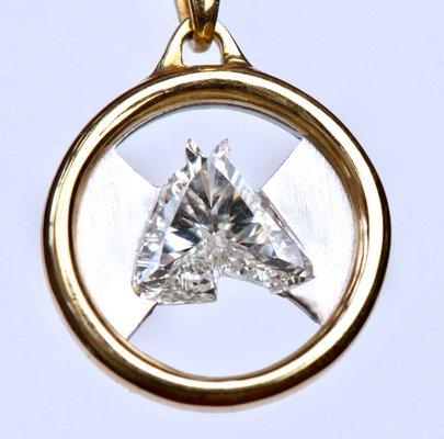 Equestrian Cut Diamond Pendant in 18k gold. Original Design by PK McCarthy