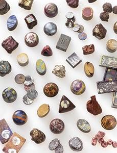 flying noir bonbons - handpainted fine chocolate w natural colors from fruits & vegetables & natural mica