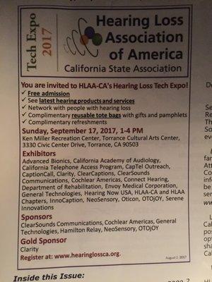 List of sponsors and attendees; #advancedbionics #CAAA #CTAP #CapTel #CaptionCall #Clarity #ClearCaption #ClearSounds #cochlear  #HLAA