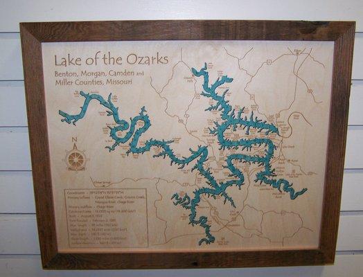 A wooden map of our beautiful lake.