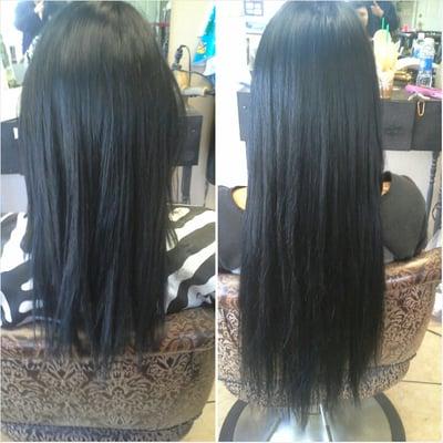 Before and after tape in extensions