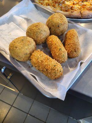 Rice ball and potatoes croquette