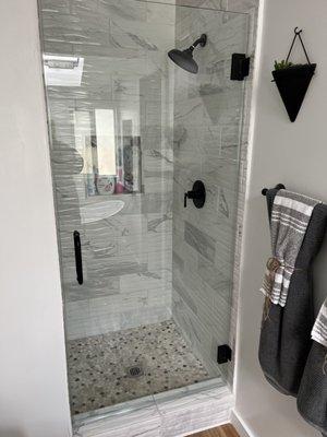 My shower and new shower door.