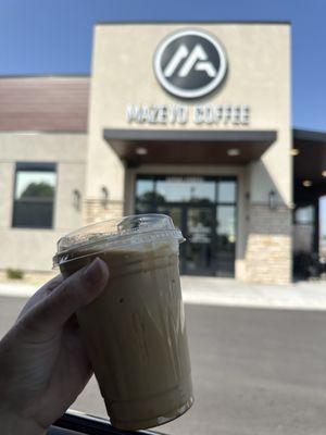 Caramel coconut iced latte